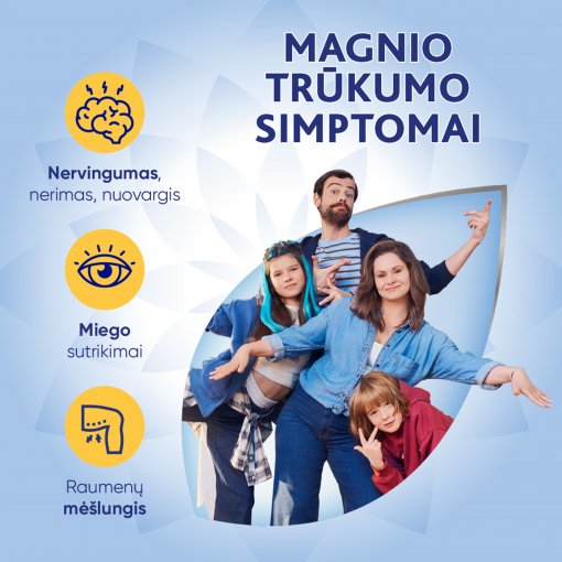 MAGNE B6 tabletės - klinikiniais tyrimais patvirtintas magnio trūkumo sukeltų simptomų gydymas. Tinka vartoti nuo 6 metų. Magnis MAGNE B6 470mg/5mg, 60 tab. | Mano Vaistinė
