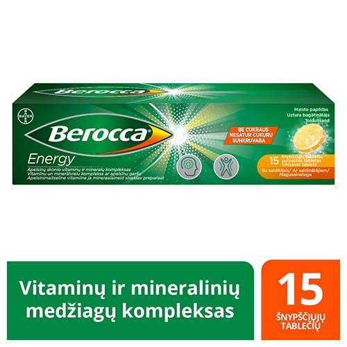 Berocca Energy šnypščiosios tabletės N15 | Mano Vaistinė