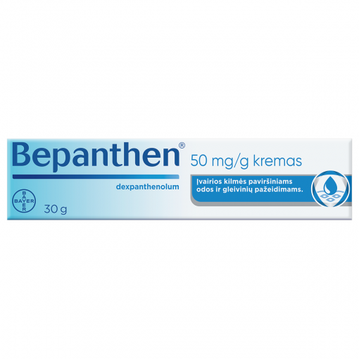 Vaistas paviršinių žaizdų gijimui Bepanthen 5 % kremas odos žaizdų gijimui, 30 g | Mano Vaistinė