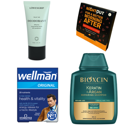 BIOXSINE ir LÖWENGRIP - gaivai ir žavesiui, WELLMAN ir NIGHTOUT - energijai ir puikiai savijautai Kalėdų dovana JAM (2025). Rinkinys vyrui | Mano Vaistinė