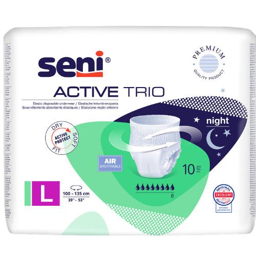 Sauskelnės-kelnaitės SENI ACTIVE TRIO, L dydis, 10 vnt. | Mano Vaistinė