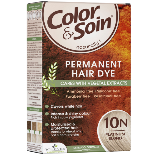 Pažeistiems ir silpniems plaukams. Tinka besilaukiančioms, žindančioms Ilgalaikiai plaukų dažai COLOR & SOIN, platininė blondinė (10N), 135 ml | Mano Vaistinė Pažeistiems ir silpniems plaukams. Tinka besilaukiančioms, žindančioms Ilgalaikiai plaukų dažai COLOR & SOIN, platininė blondinė (10N), 135 ml | Mano Vaistinė