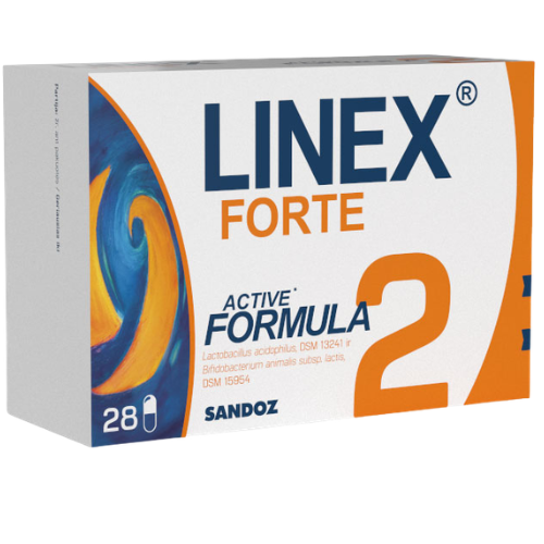 Gyvos pieno rūgšties bakterijos LINEX FORTE, 28 kaps.  | Mano Vaistinė