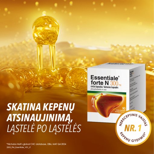 Triguba pagalba kepenims: regeneruoja, apsaugo ir gerina medžiagų apykaitą Kepenims ESSENTIALE FORTE N 300 mg, 90 kaps. | Mano Vaistinė