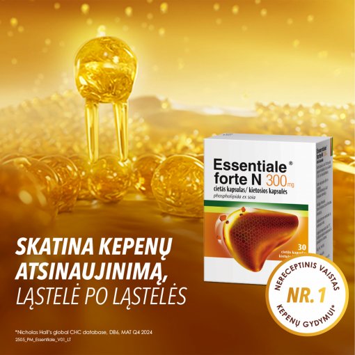 Triguba pagalba kepenims: regeneruoja, apsaugo ir gerina medžiagų apykaitą Kepenims ESSENTIALE FORTE N 300 mg, 30 kaps. | Mano Vaistinė