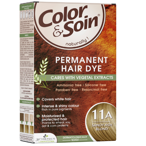 Pažeistiems ir silpniems plaukams. Tinka besilaukiančioms, žindančioms Ilgalaikiai plaukų dažai COLOR & SOIN, šviesi pelenų blondinė (11A), 135 ml | Mano Vaistinė