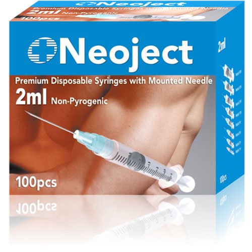 Švirkštai su adata Neoject ST 2 ml, užspaudžiami 23G, N100 | Mano Vaistinė