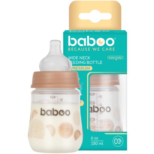 Sumažina oro patekimą ir padeda išvengti dieglių Antikolinis maitinimo buteliukas 0+ mėn BABOO, 180 ml | Mano Vaistinė