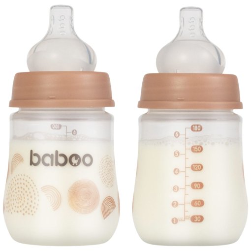 Sumažina oro patekimą ir padeda išvengti dieglių Antikolinis maitinimo buteliukas 0+ mėn BABOO, 180 ml | Mano Vaistinė