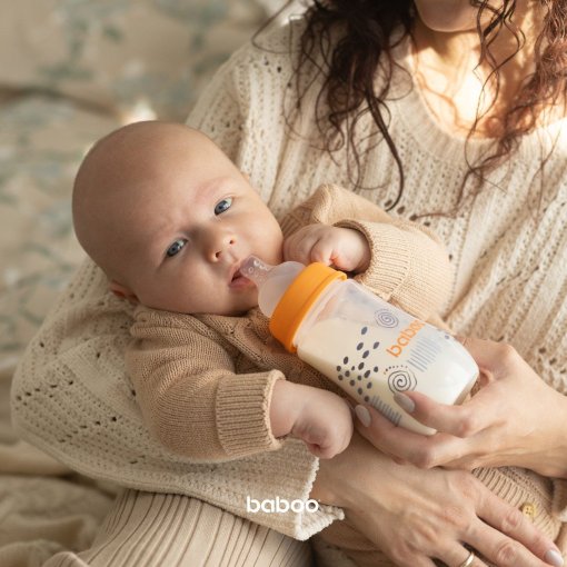Sumažina oro patekimą ir padeda išvengti dieglių Antikolinis maitinimo buteliukas 3+ mėn BABOO,  250 ml | Mano Vaistinė