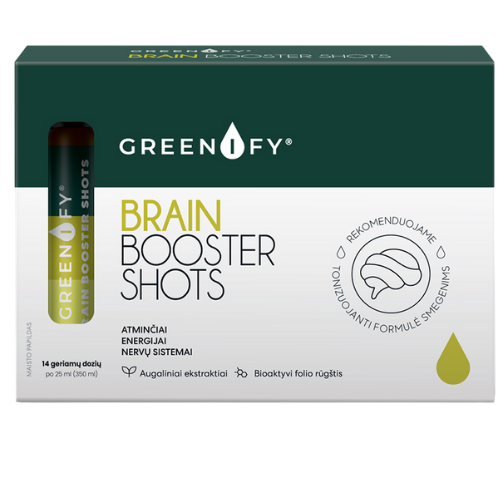 Su ženšeniu ir foliatais Augalinis ekstraktas protinei veiklai GREENIFY BRAIN BOOSTER SHOTS, 14 but. | Mano Vaistinė Su ženšeniu ir foliatais Augalinis ekstraktas protinei veiklai GREENIFY BRAIN BOOSTER SHOTS, 14 but. | Mano Vaistinė