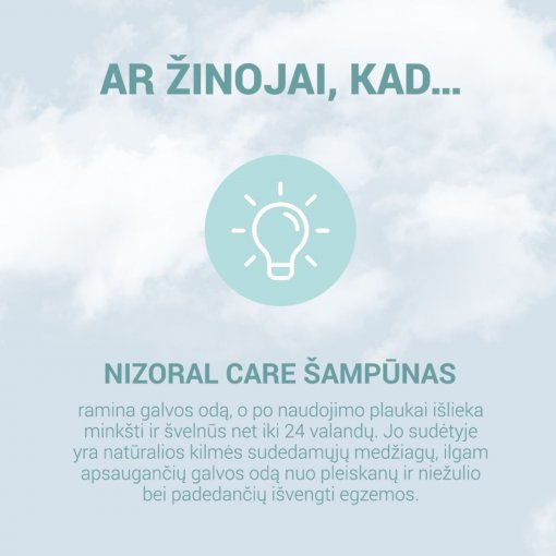 Nuramina ir suteikia galvos odai palengvėjimą Šampūnas jautriai galvos odai NIZORAL CARE DRY & SENSITIVE SCALP, 200 ml | Mano Vaistinė