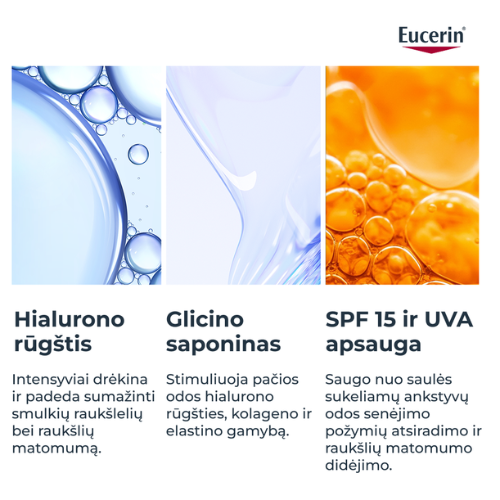 Su hialurono rūgštimi Dieninis kremas sausai odai EUCERIN HYALURON-FILLER, SPF 15, 50 ml (papildymas) | Mano Vaistinė