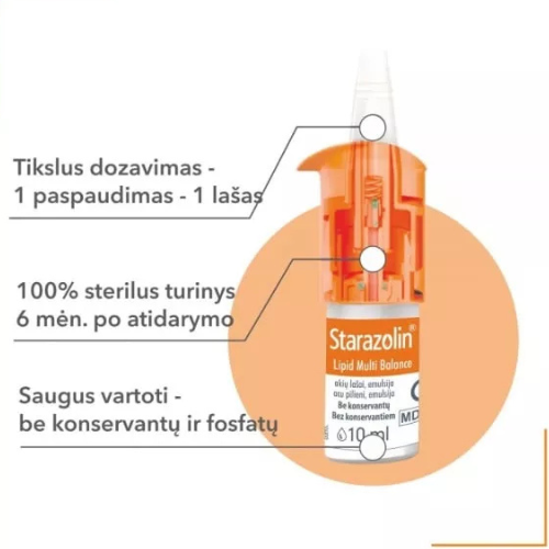 Akių lašai, emulsija STARAZOLIN LIPID MULTI BALANCE, 10ml | Mano Vaistinė Akių lašai, emulsija STARAZOLIN LIPID MULTI BALANCE, 10ml | Mano Vaistinė