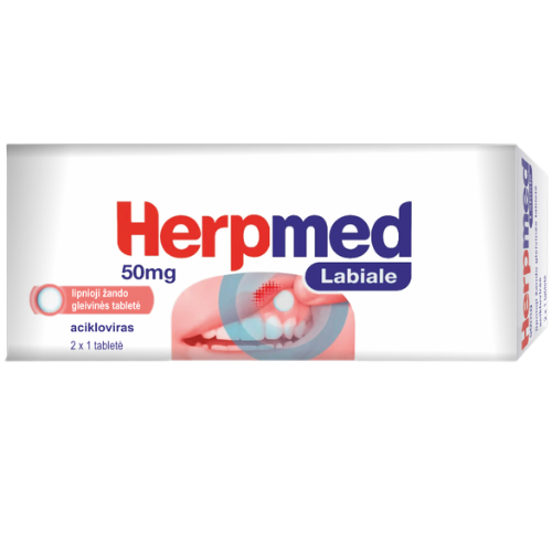 Burnos puslelinei HERPMED LABIALE 50mg, 2 vnt. | Mano Vaistinė Burnos puslelinei HERPMED LABIALE 50mg, 2 vnt. | Mano Vaistinė