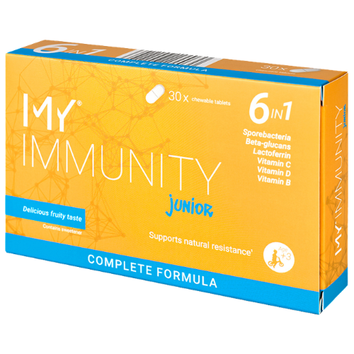 Imunitetui su gerosiomis bakterijomis MY IMMUNITY JUNIOR 30 kramtomų tablečių | Mano Vaistinė