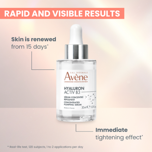 Drėkina odą, suteiktia jai putlumo ir pageriną odos elastingumą Koncentruotas putlinamasis serumas brandžiai odai, AVENE HYALURON ACTIVE B3, 30 ml  | Mano Vaistinė