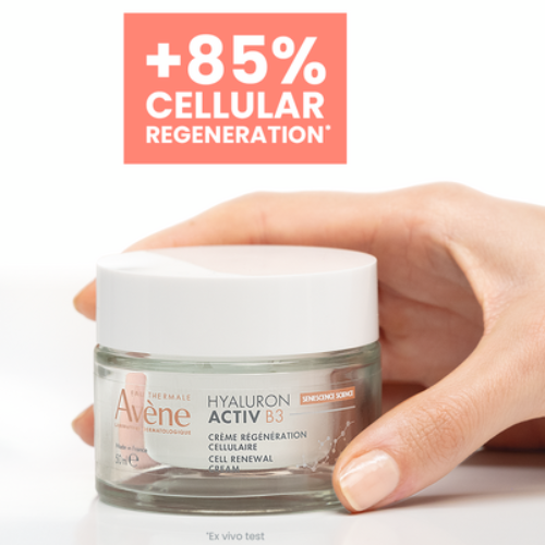 Stangrumą ir elastingumą praradusiai odai su raukšlėmis Atkuriamasis veido kremas brandžiai odai, AVENE HYALURON ACTIVE B3, 50 ml  | Mano Vaistinė