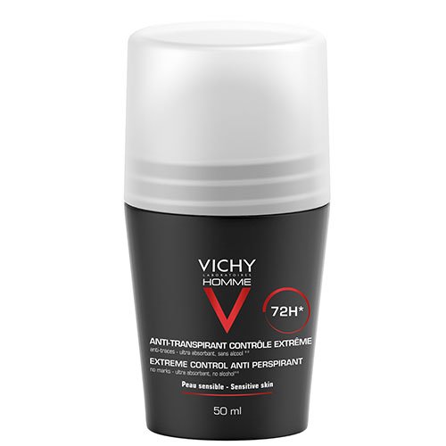 Dezodorantas antiperspirantas vyrams VICHY HOMME, 72H, jautriai odai, 50 ml | Mano Vaistinė
