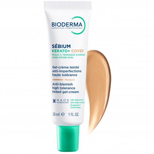 Aukštos tolerancijos Gelis-kremas mažinantis spuogus, inkštirus, randelius BIODERMA SEBIUM KERATO+ COVER, 30 ml | Mano Vaistinė
