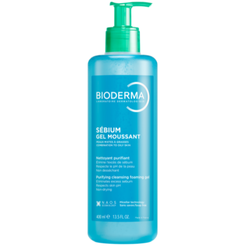 Švelnus gelinis prausiklis riebiai, mišriai odai BIODERMA SEBIUM GEL MOUSSANT, 400 ml | Mano Vaistinė