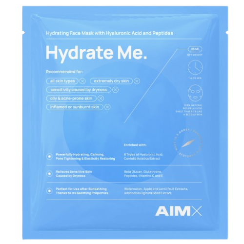 Koncentruota, greito poveikio kaukė Drėkinanti veido kaukė su peptidais AIMX HYDRATE ME, 5 vnt. | Mano Vaistinė