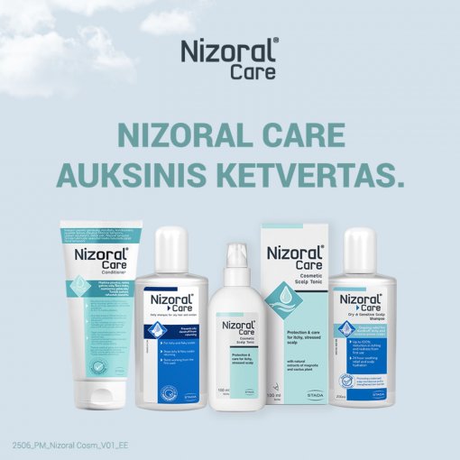 Nuramina ir suteikia galvos odai palengvėjimą Šampūnas jautriai galvos odai NIZORAL CARE DRY & SENSITIVE SCALP, 200 ml | Mano Vaistinė