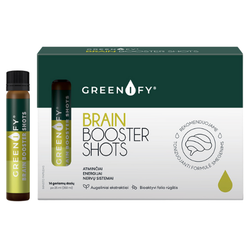 Su ženšeniu ir foliatais Augalinis ekstraktas protinei veiklai GREENIFY BRAIN BOOSTER SHOTS, 14 but. | Mano Vaistinė Su ženšeniu ir foliatais Augalinis ekstraktas protinei veiklai GREENIFY BRAIN BOOSTER SHOTS, 14 but. | Mano Vaistinė