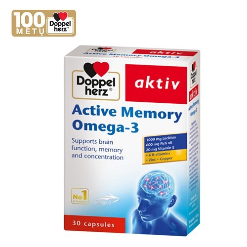 Doppelherz aktiv Active Memory Omega - 3 kapsulės N30 | Mano Vaistinė