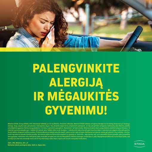 Alergijai BILASTINE STADA 20mg, 10 tab. | Mano Vaistinė