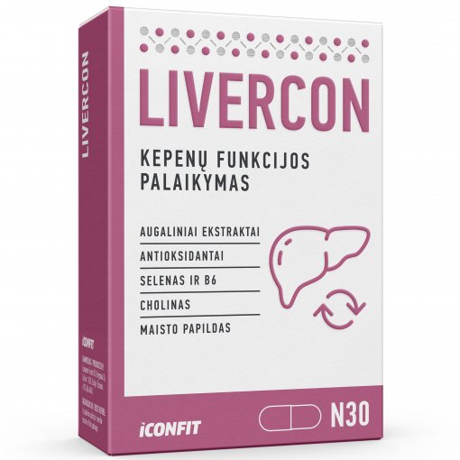 Padeda palaikyti normalią kepenų veiklą Kepenų funkcijos palaikymas ICONFIT LIVERCON, 30 kaps. | Mano Vaistinė