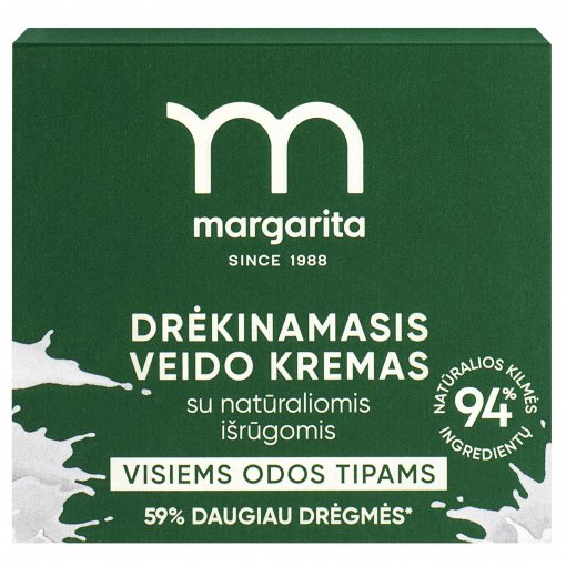 Veido kremas Margarita drėkinamasis veido kremas, su natūraliomis išrūgomis, 50 ml | Mano Vaistinė
