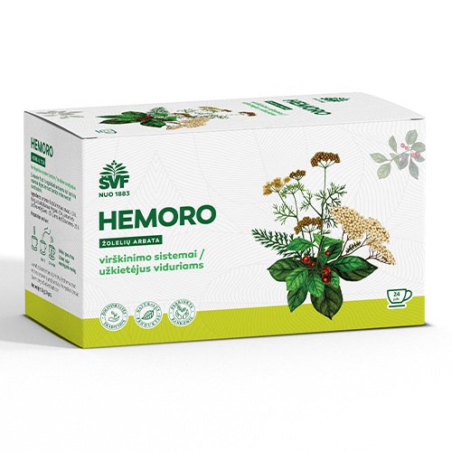 Vaistažolių mišinys vidurių užkietėjimui, žarnynui Žolelių arbata ŠVF HEMORO 1,5 g, 24 pak. | Mano Vaistinė