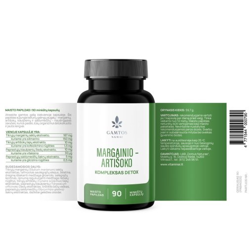 Margainio ir artišoko kompleksas DETOX, 90 kaps. | Mano Vaistinė