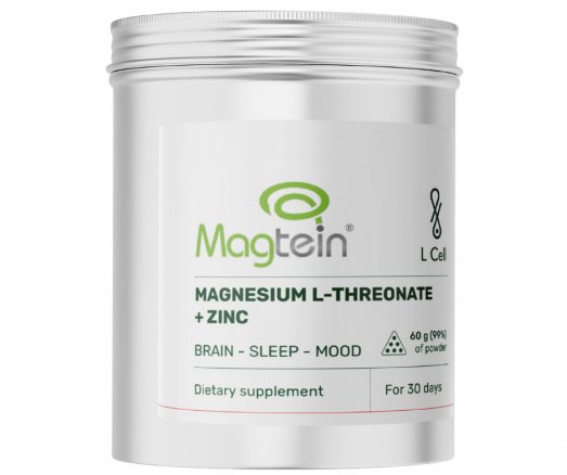 Minčių skaidrumui, energijai, raumenims Magnio L-treonato milteliai L CELL, 60 g | Mano Vaistinė