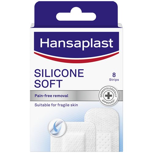 Minkštas silikono pleistras HANSAPLAST SILICONE SOFT, 8 vnt. | Mano Vaistinė