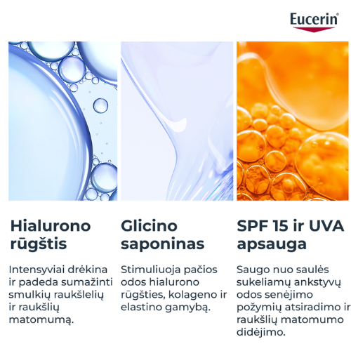 Normaliai ir mišriai odai Dieninis kremas nuo raukšlių EUCERIN HYALURON-FILLER, SPF 15, 50 ml | Mano Vaistinė
