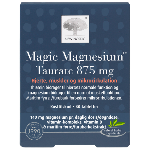 Širdžiai, kraujotakai ir raumenims NEW NORDIC MAGIC MAGNESIUM TAURANT, 60 tablečių | Mano Vaistinė