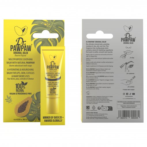 Galima naudoti keliais būdais: lūpoms, odai, antakiams Lūpų balzamas DR.PAWPAW ORIGINAL, 10 ml | Mano Vaistinė