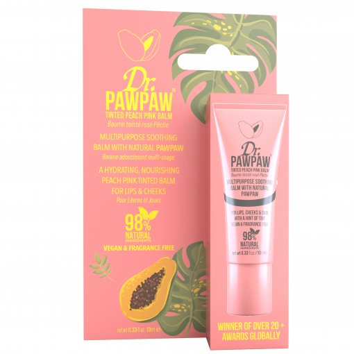 Tinka naudoti ant lūpų, ant skruostų ar akių Lūpų ir skruostų balzamas DR.PAWPAW PEACH PINK, 10 ml | Mano Vaistinė