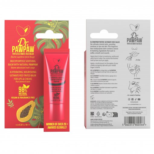 Tinka naudoti ant lūpų, ant skruostų ar akių Lūpų balzamas DR.PAWPAW ULTIMATE RED, 10 ml | Mano Vaistinė