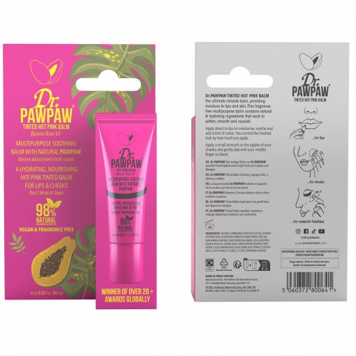 Tinka ant lūpų, ant skruostų ar akių Lūpų balzamas DR.PAWPAW HOT PINK, 10 ml | Mano Vaistinė