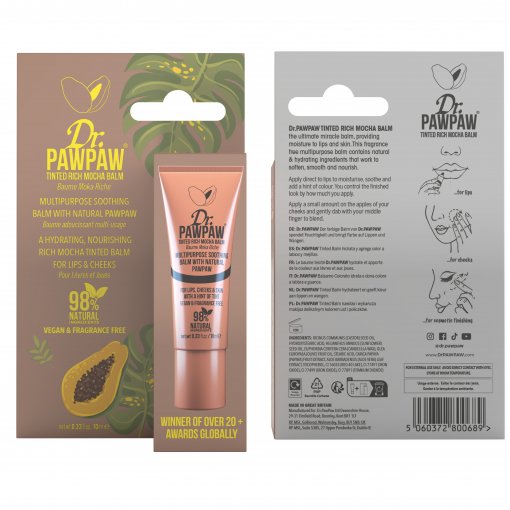 Tinka tepti ant lūpų, ant skruostų ar akių Lūpų balzamas DR.PAWPAW RICH MOCHA, 10 ml | Mano Vaistinė