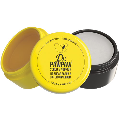 Tinka visiems odos tipams taip pat ir jautriai odai Lūpų šveitiklis-balzamas DR.PAWPAW SCRUB & NOURISH, 16 g | Mano Vaistinė