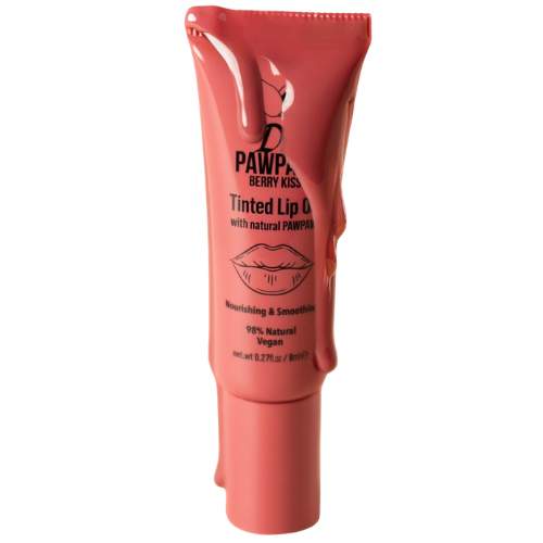 Aliejus lūpoms suteikia itin žvilgantį, spindinti efektą Lūpų aliejus su atspalviu DR.PAWPAW BERRY KISS, 8 ml | Mano Vaistinė