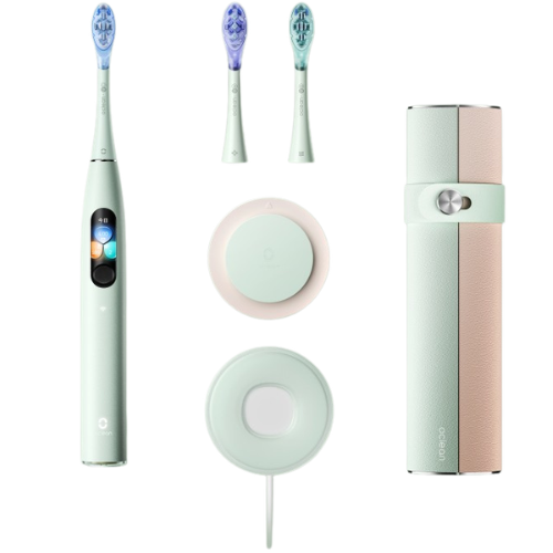 Išmanusis eletrinis dantų šepetėlio rinkinys OCLEAN X ULTRA SET su „AI“ technologija (žalias) | Mano Vaistinė