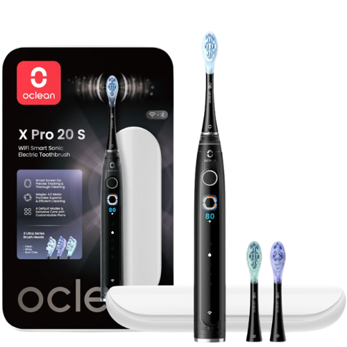 Rinkitės iš 4 nustatytų režimų arba leiskite dirbtiniam intelektui sukurti individualų valymo planą Išmanusis elektrinis dantų šepetėlio rinkinys OCLEAN X PRO 20 SET (juodas) | Mano Vaistinė
