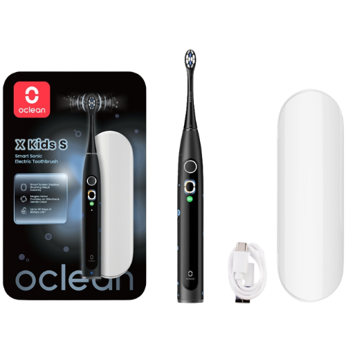 5 valymo režimai pagal poreikius Vaikiškas elektrinis dantų šepetėlio rinkinys OCLEAN X KIDS S (juodas) | Mano Vaistinė