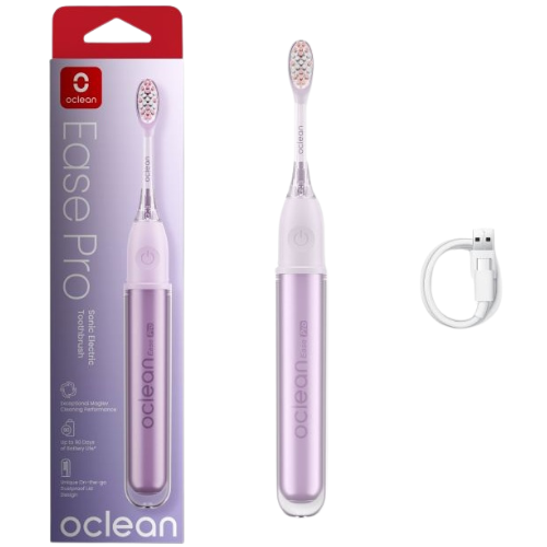Vos vienas įkrovimas leidžia naudotis šepetėliu iki 90 dienų Elektrinis dantų šepetėlis OCLEAN EASE PRO (violetinis) | Mano Vaistinė