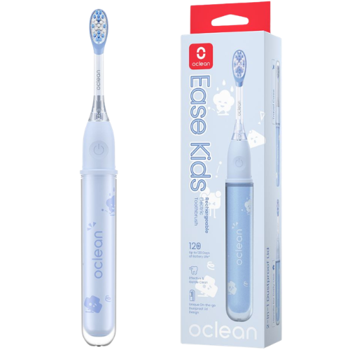 Vos vienas įkrovimas leidžia naudotis šepetėliu net iki 120 dienų Vaikiškas elektrinis dantų šepetėlis OCLEAN EASE KIDS (šviesiai žydras) | Mano Vaistinė